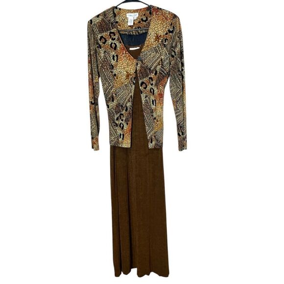 Coldwater Creek Dresses & Skirts - Vintage Coldwater Creek‎ Brown Maxi Dress And Cardigan Set Size M